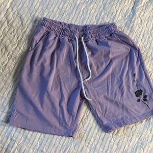 Lavender Men's Shorts with Floral Design